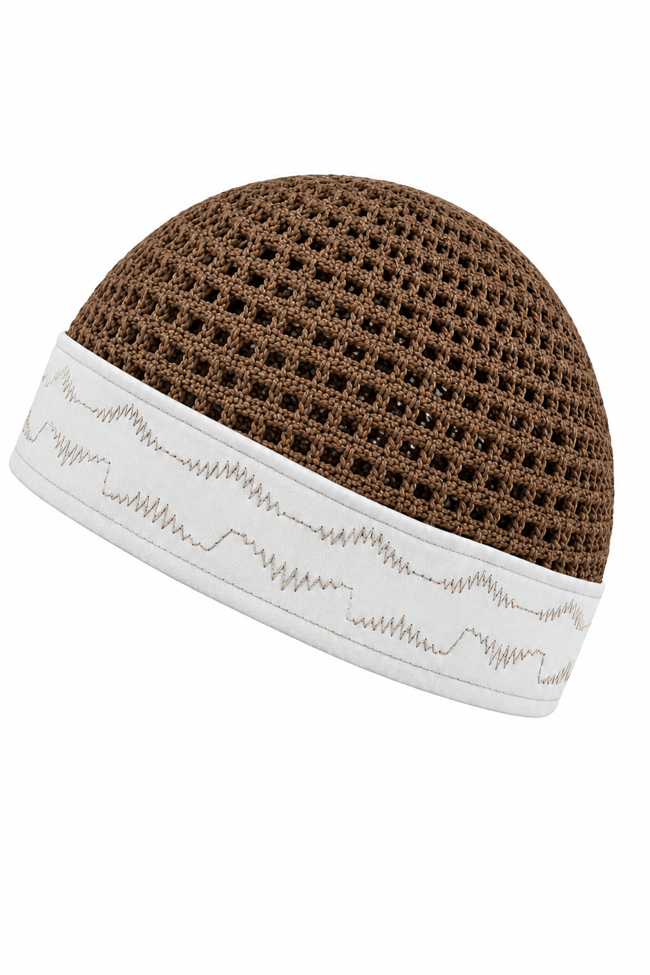Chéchia Misry marron à bande blanche pour homme - RAWAH